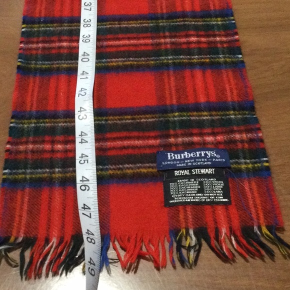 Burberrys of London Plaid Cashmere Wool Fringe Scarf Vintage - Picture 11 of 11